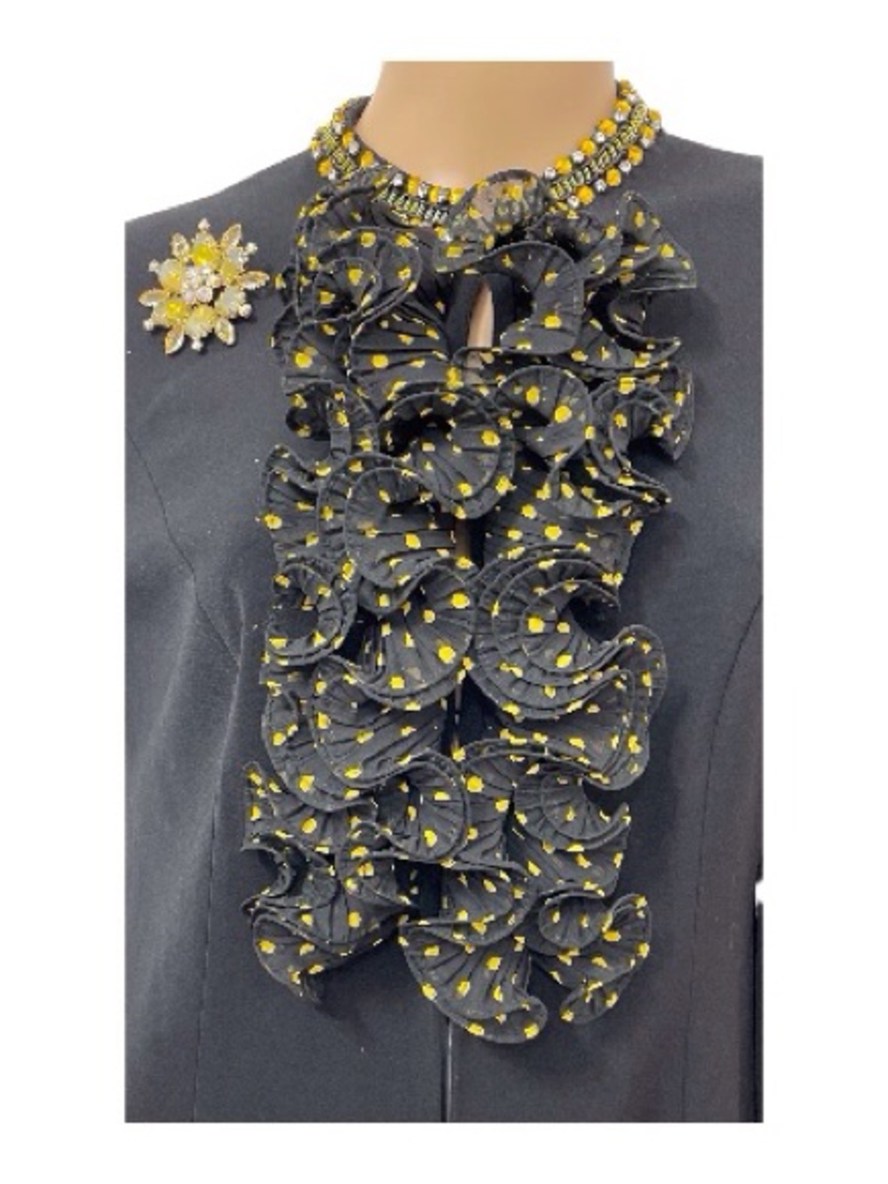 Louise Ricci Women's Black Polka Dot Frill Blazer, 10 - Picture 2 of 6
